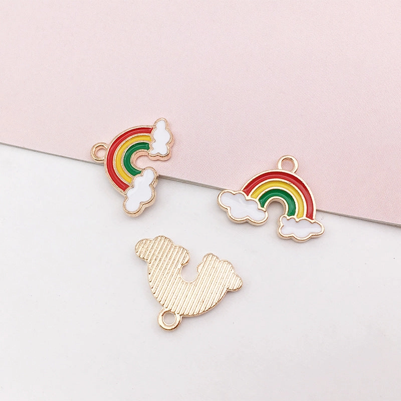 Wholesale Rainbow Cloud Sunflower Meteor Alloy Drip Oil Pendant DIY Necklace Pendant Accessories