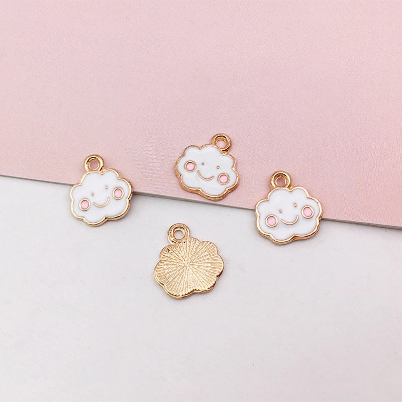 Wholesale Rainbow Cloud Sunflower Meteor Alloy Drip Oil Pendant DIY Necklace Pendant Accessories