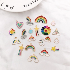 Wholesale Rainbow Cloud Sunflower Meteor Alloy Drip Oil Pendant DIY Necklace Pendant Accessories