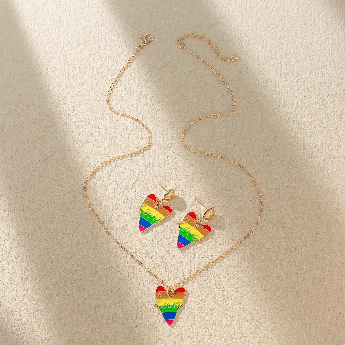 Wholesale Rainbow Element Design Dripping Oil Necklace Earring Set