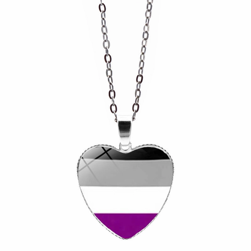 Wholesale Rainbow Time Gem Heart Pendant Alloy Necklaces
