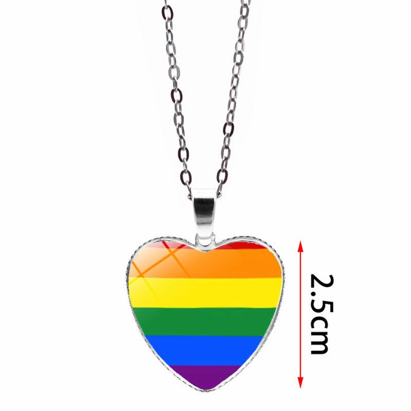 Wholesale Rainbow Time Gem Heart Pendant Alloy Necklaces