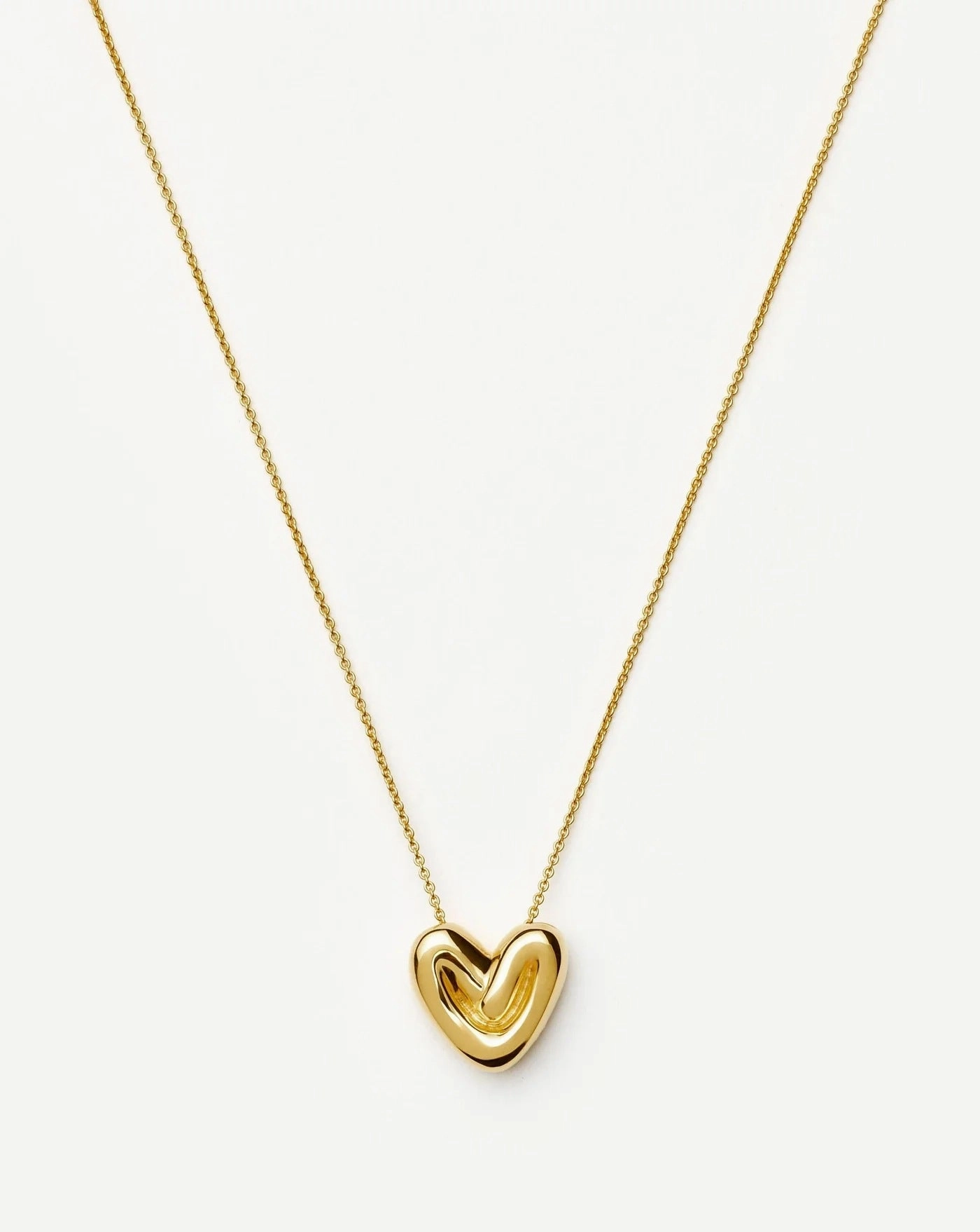 Wholesale Real gold electroplated irregular heart stacking necklace