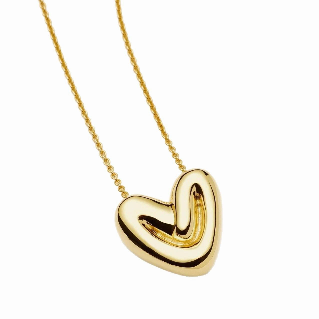 Wholesale Real gold electroplated irregular heart stacking necklace
