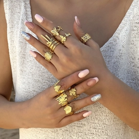 Wholesale Real gold electroplated non-fading butterfly shell starfish versatile ring