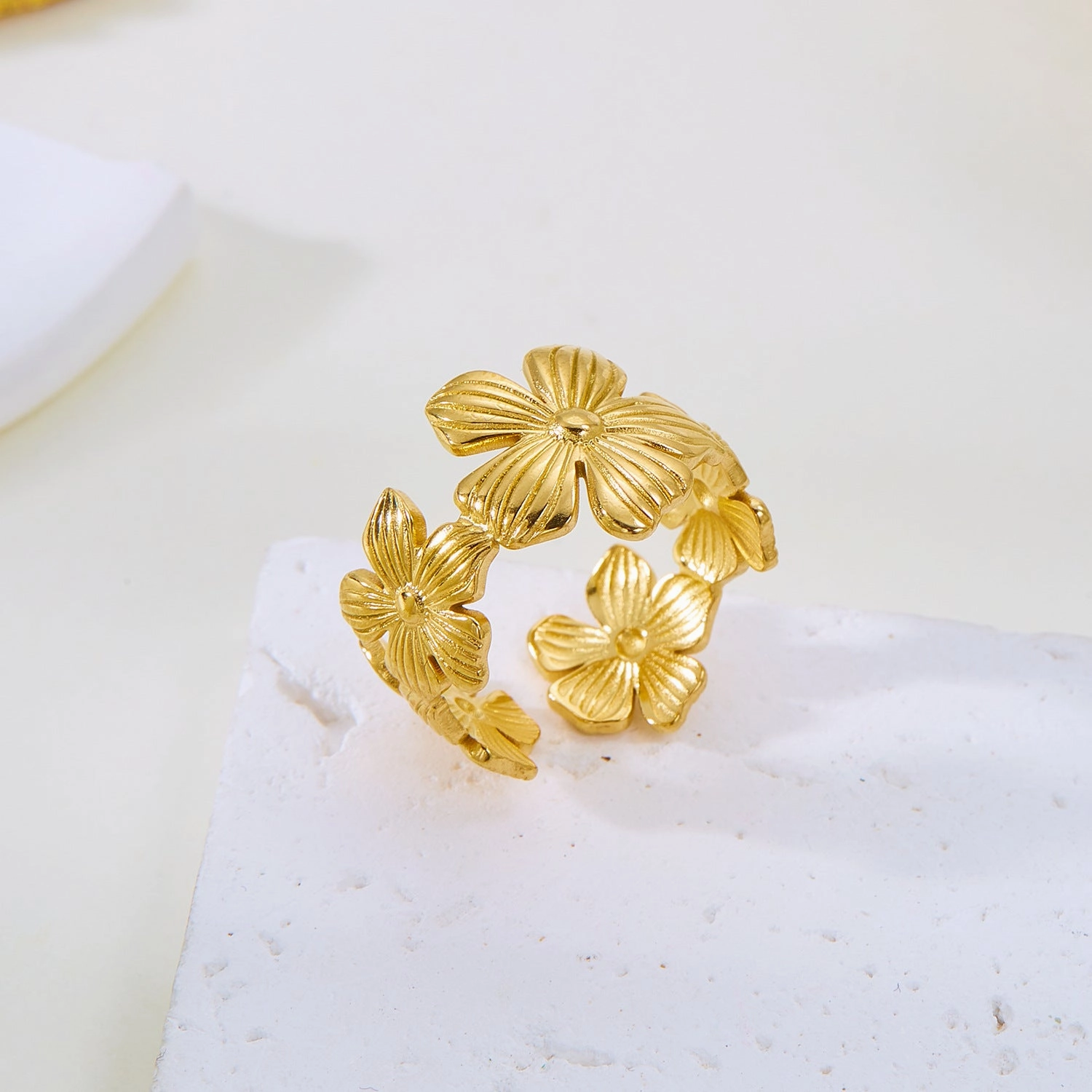 Wholesale Real gold electroplated non-fading butterfly shell starfish versatile ring