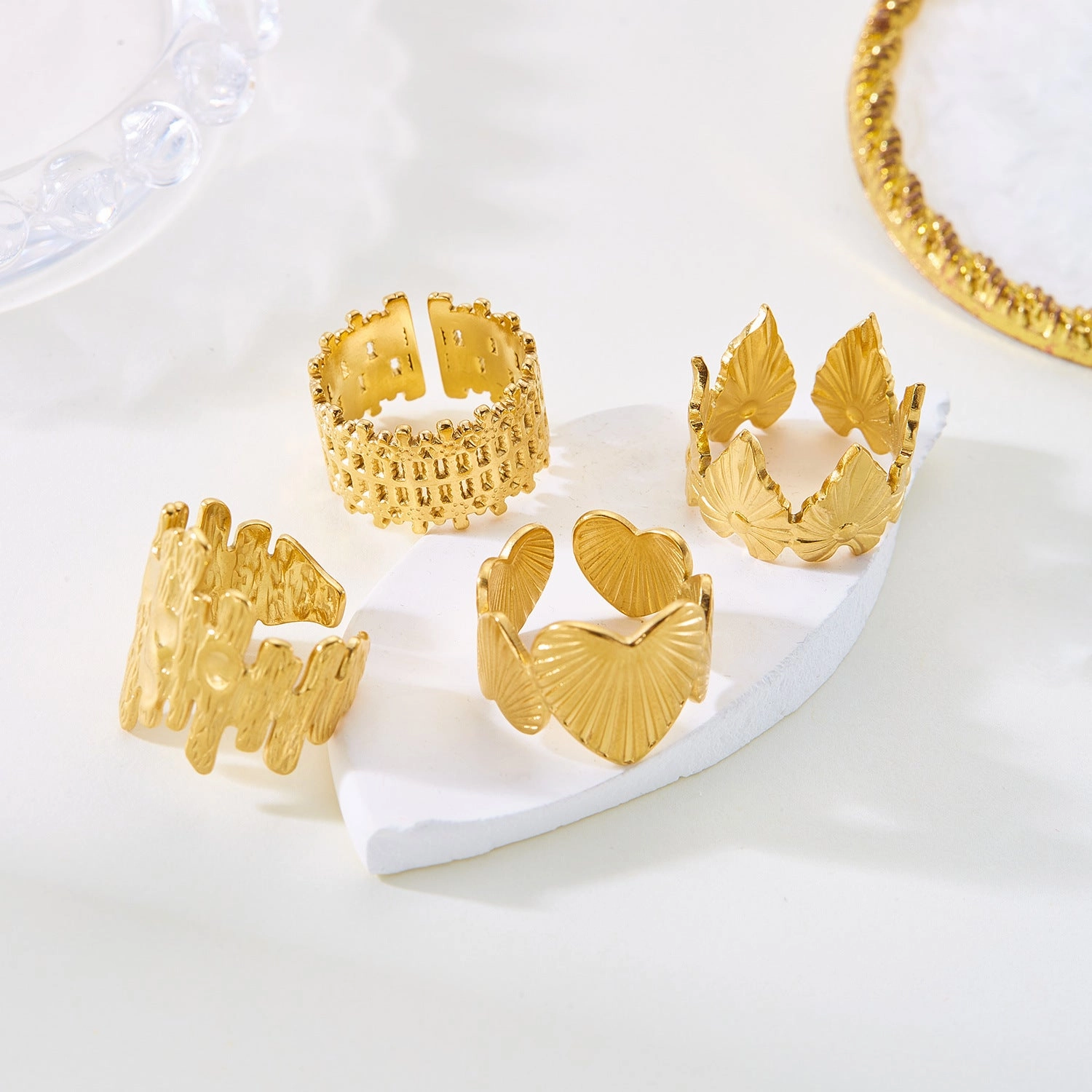 Wholesale Real gold electroplated non-fading butterfly shell starfish versatile ring
