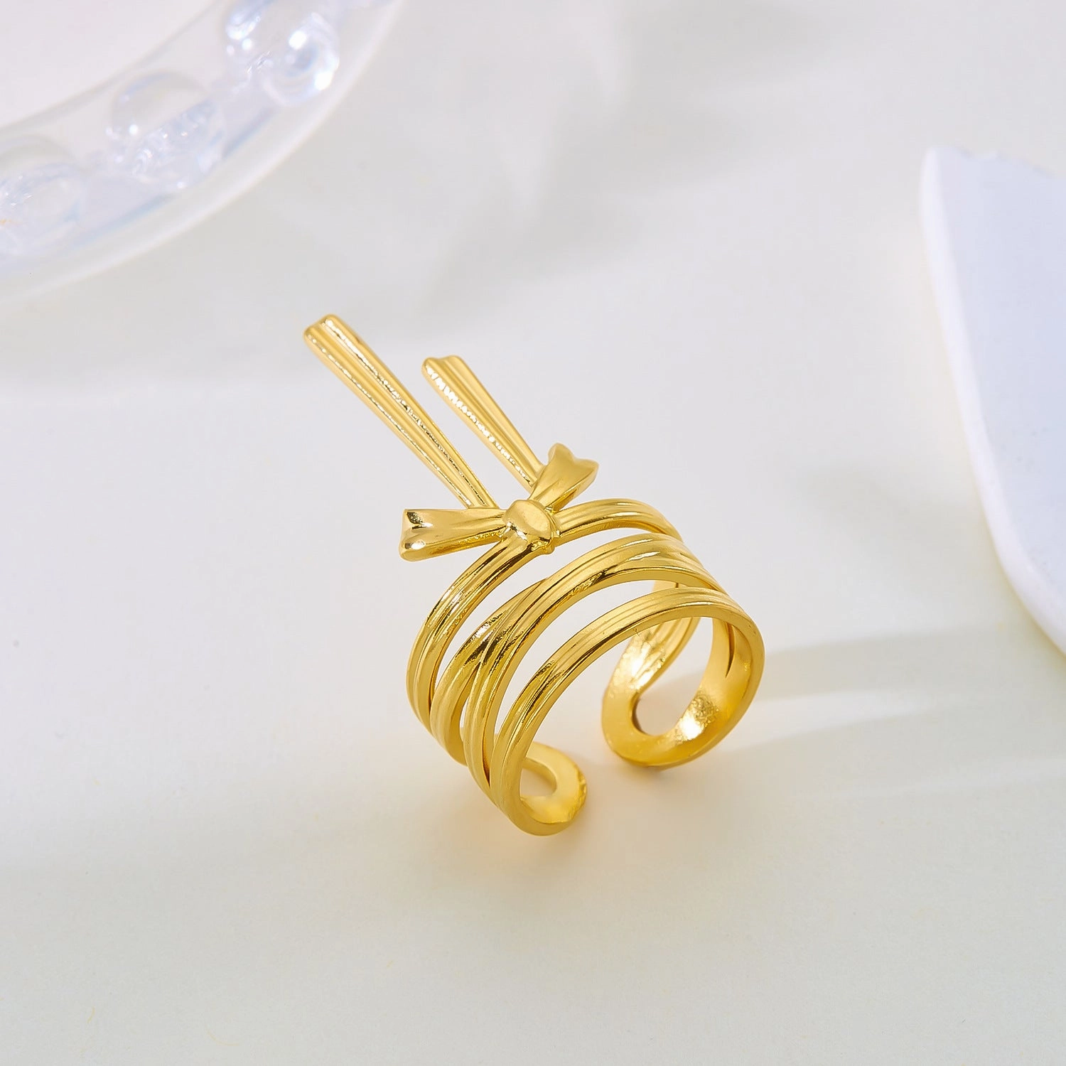 Wholesale Real gold electroplated non-fading butterfly shell starfish versatile ring