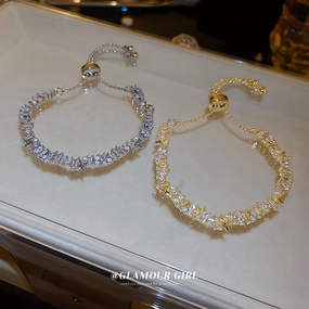 Wholesale Real Gold Electroplated Pearl Inlaid Diamond Zircon Stitching Bracelet