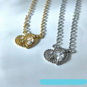 Wholesale Real gold electroplated simple hollow heart necklace2