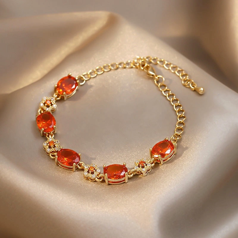 Wholesale Real Gold Electroplated Zircon Bracelet
