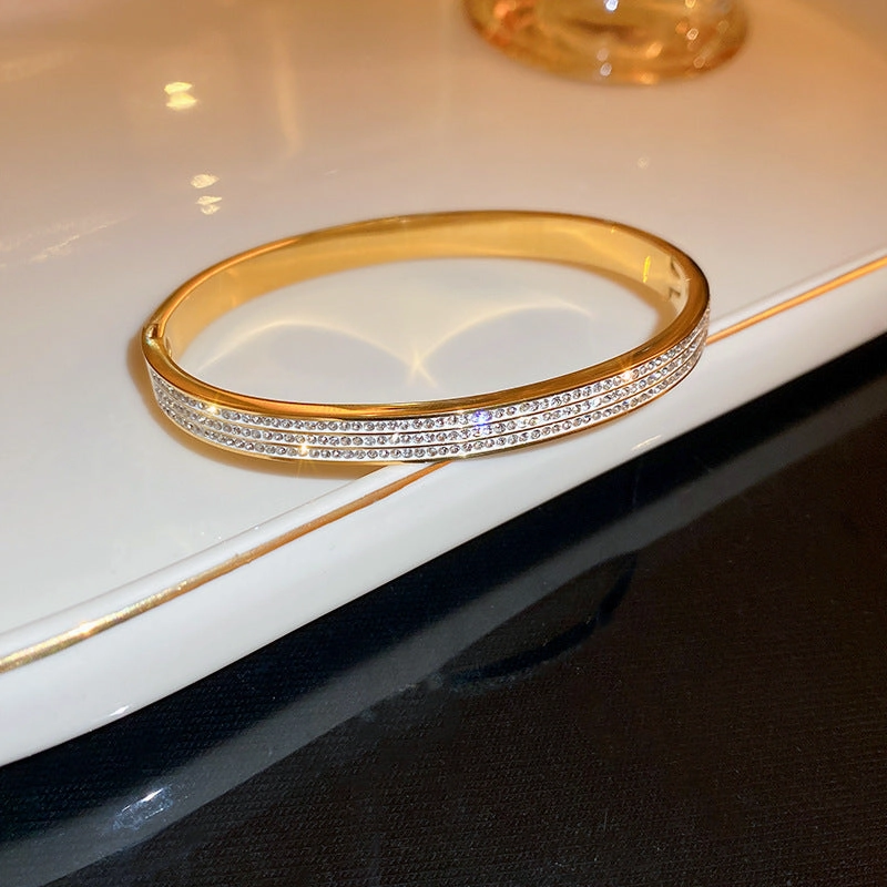 Wholesale Real Gold Electroplated Zircon Buckle Bracelet