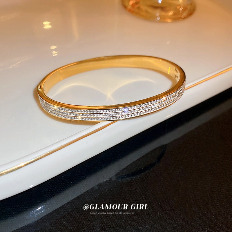 Wholesale Real Gold Electroplated Zircon Buckle Bracelet