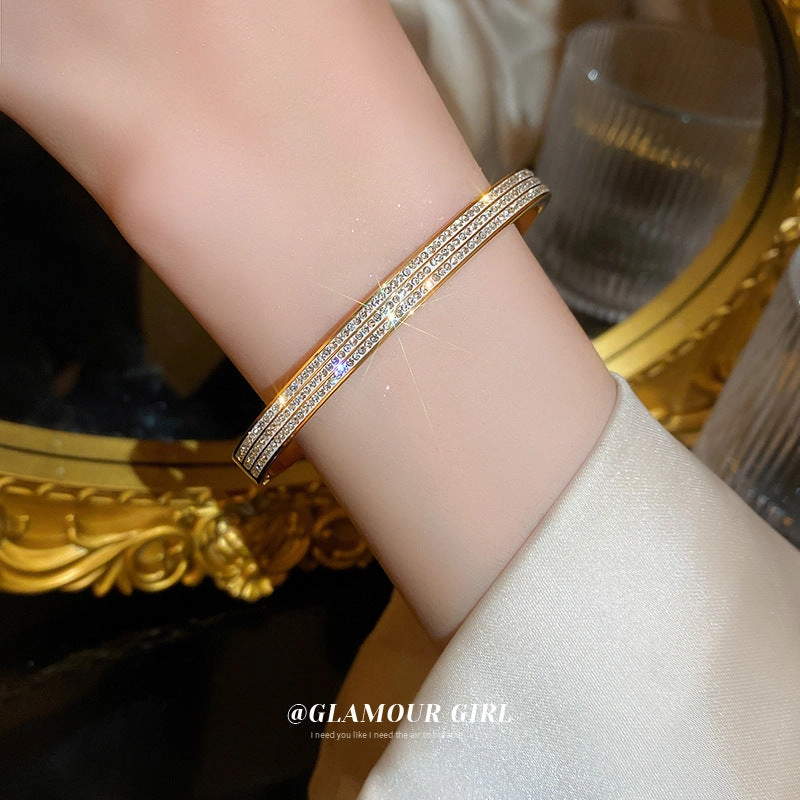 Wholesale Real Gold Electroplated Zircon Buckle Bracelet