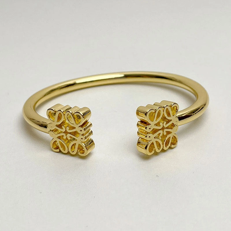 Wholesale  Real Gold Electroplating Square Hollow Pattern Open-ended Bracelet