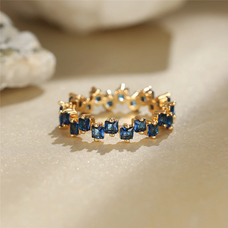 Wholesale Real Gold Plated Square Diamond Copper Rings