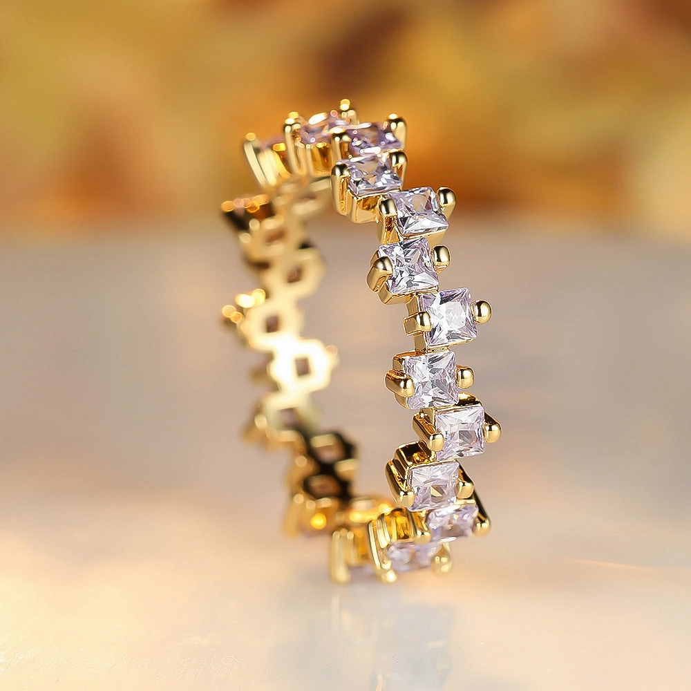 Wholesale Real Gold Plated Square Diamond Copper Rings