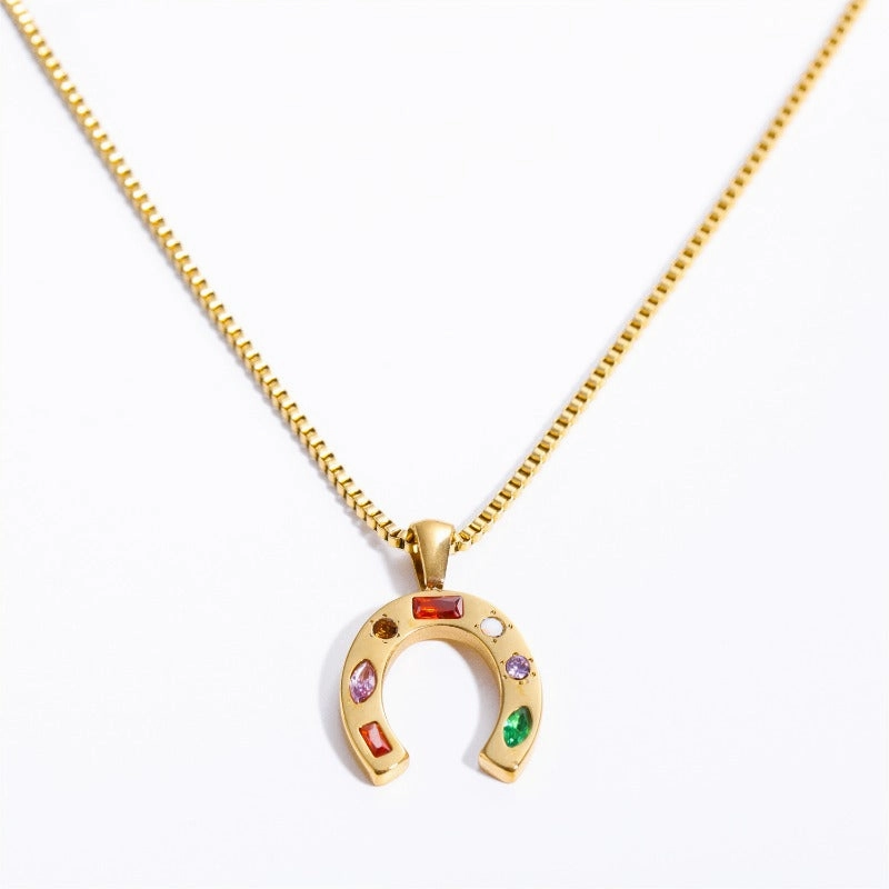 Wholesale real gold U-shaped diamond lucky symbols