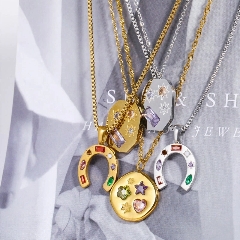 Wholesale real gold U-shaped diamond lucky symbols
