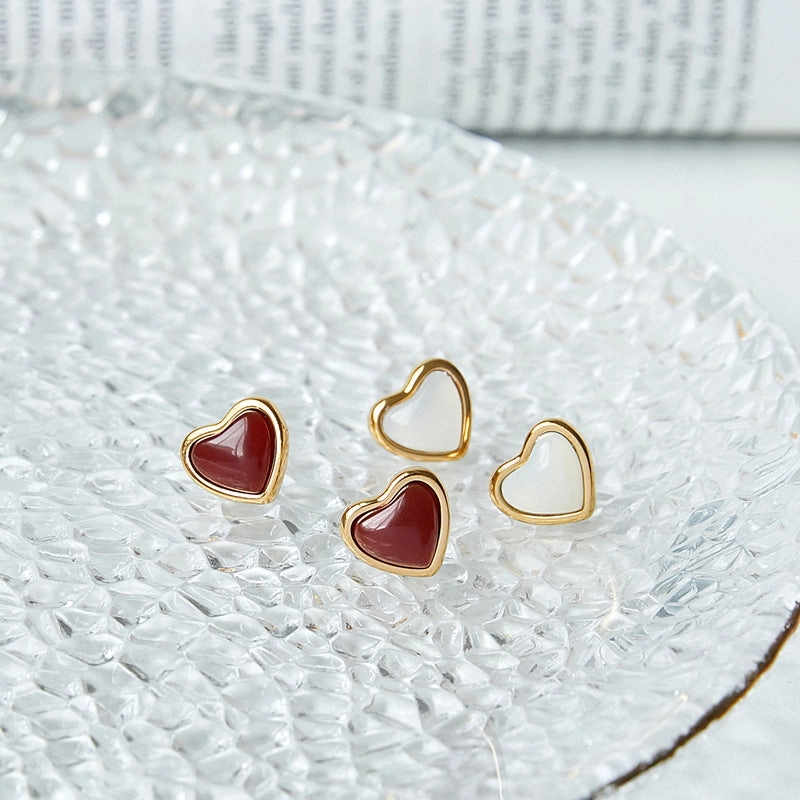 Wholesale Red Agate Heart Shape Love Collarbone Chain Necklace