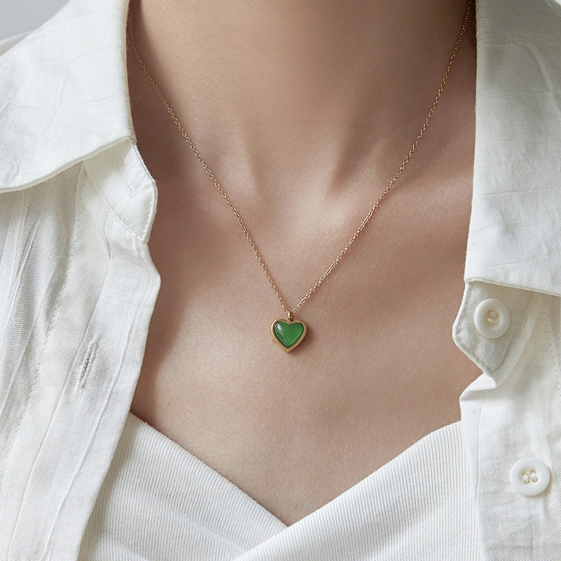 Wholesale Red Agate Heart Shape Love Collarbone Chain Necklace