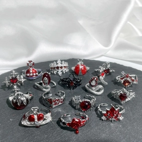 Wholesale Red enamel sweet cool punk cold style ring