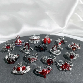 Wholesale Red enamel sweet cool punk cold style ring