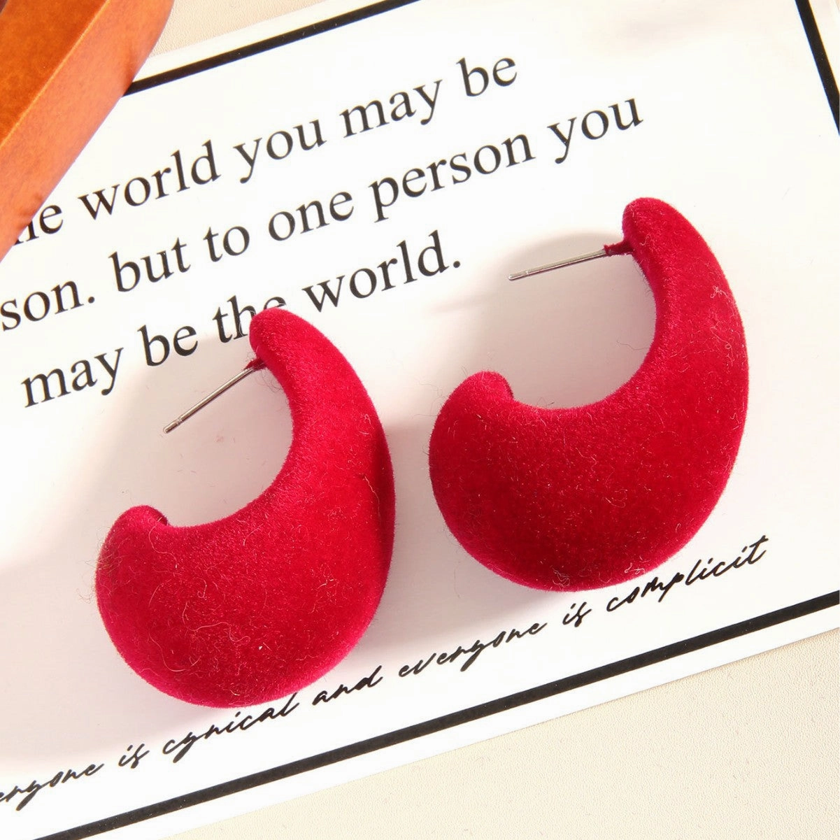 Wholesale Red Flocking Love Drop Earrings European and American Simple Design Valentine's Day Gift Earrings for Women