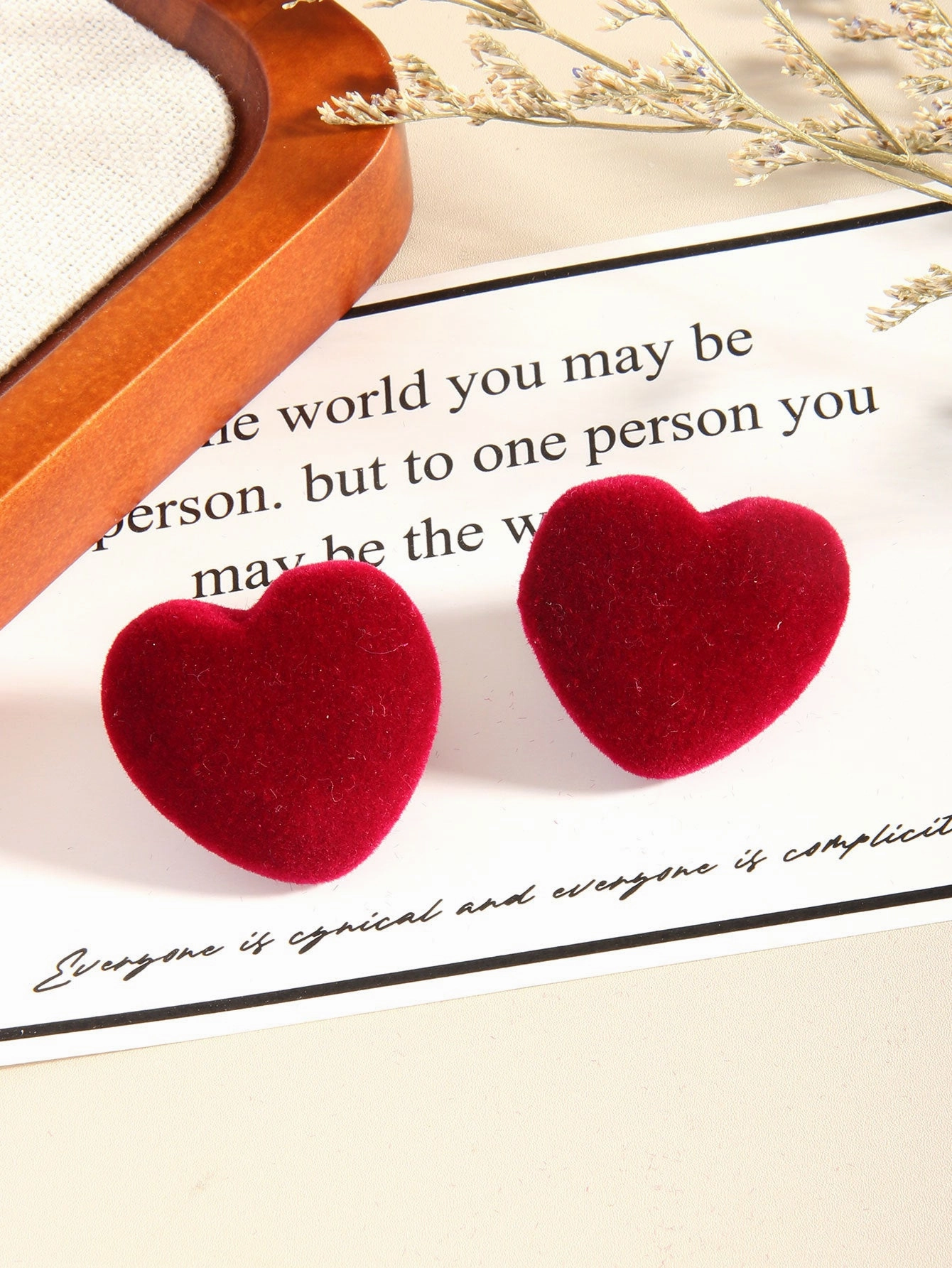 Wholesale Red Flocking Love Drop Earrings European and American Simple Design Valentine's Day Gift Earrings for Women