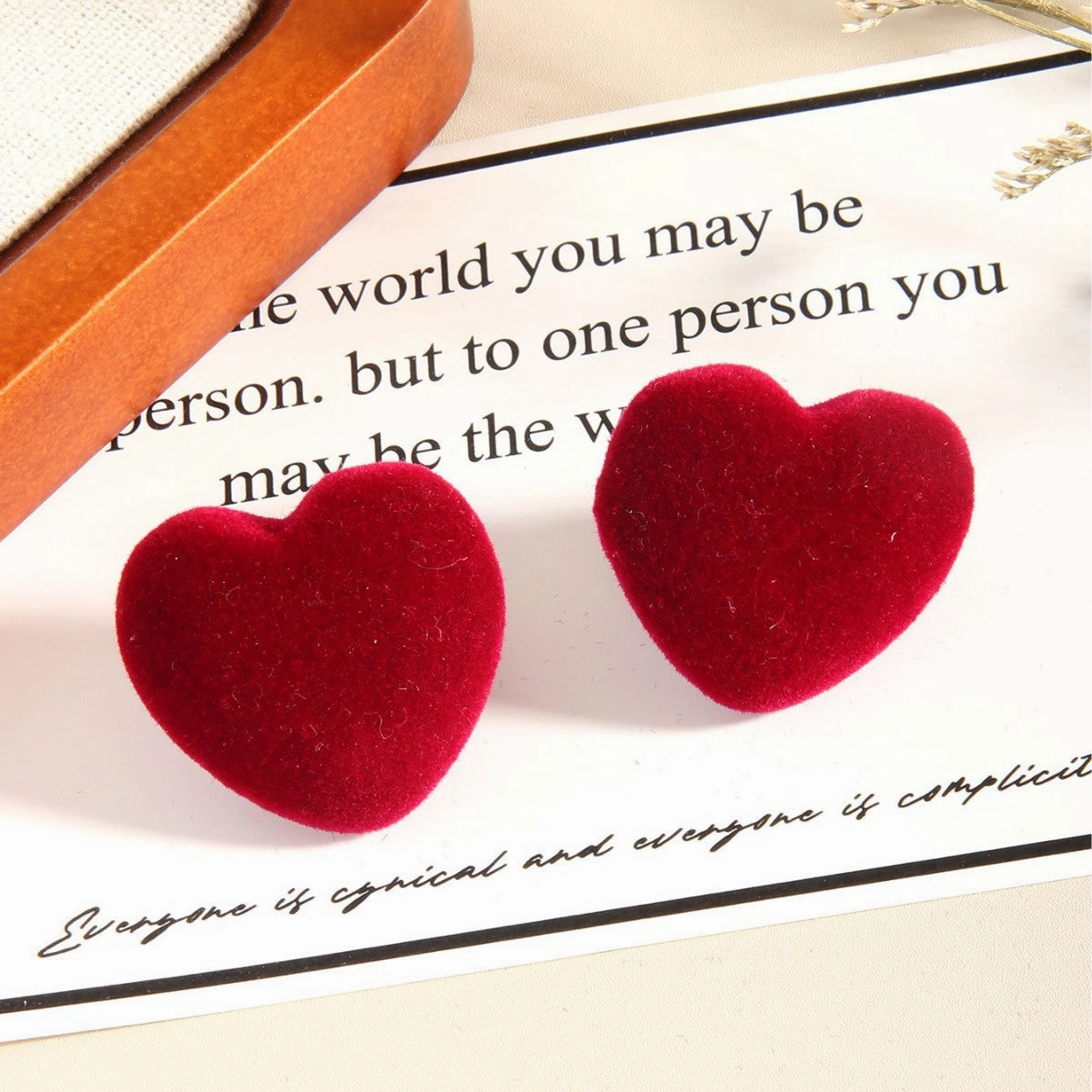 Wholesale Red Flocking Love Drop Earrings European and American Simple Design Valentine's Day Gift Earrings for Women