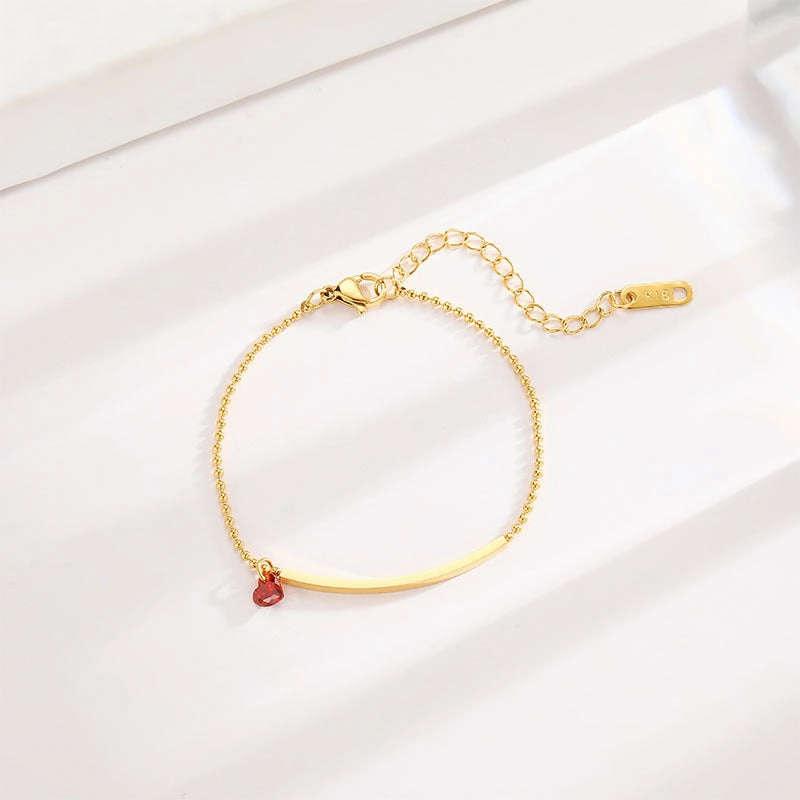 Wholesale Red Heart Bend Pipe Titanium Steel Bracelet