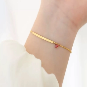 Wholesale Red Heart Bend Pipe Titanium Steel Bracelet