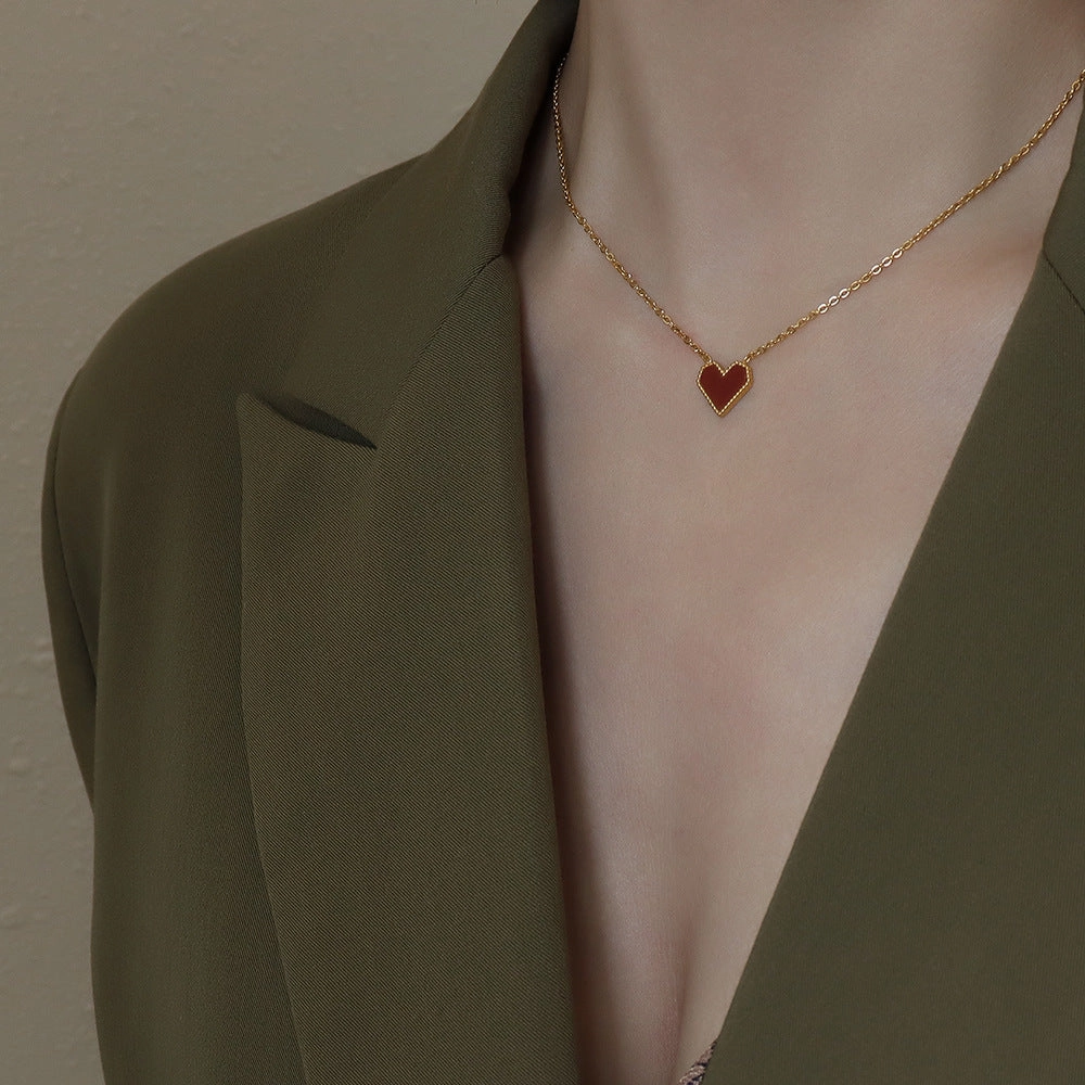 Wholesale Red Heart Titanium Steel Necklaces