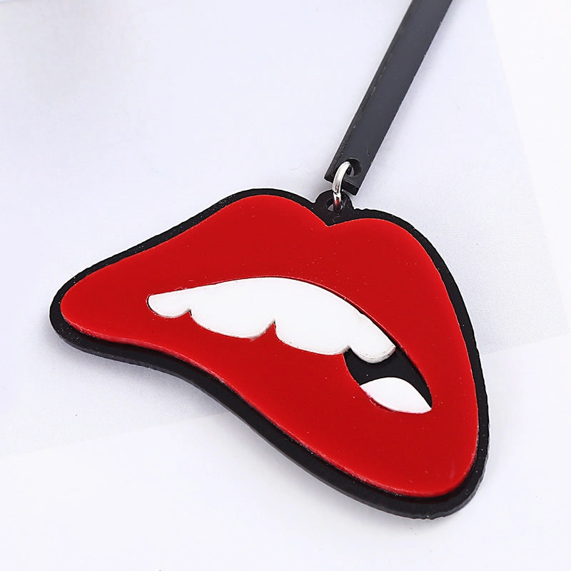 Wholesale Red Lip Biting Long Acrylic Earrings