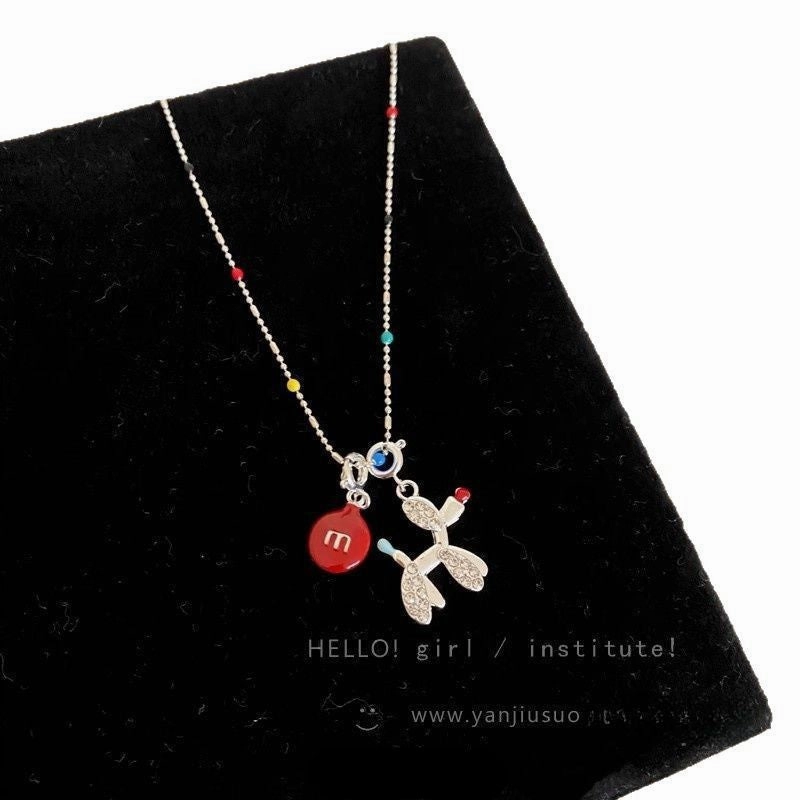 Wholesale Red M bean balloon dog pendant necklace