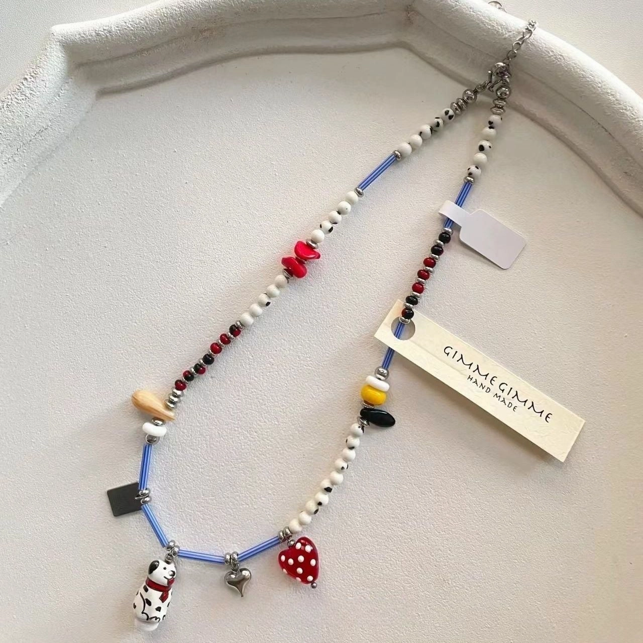 Wholesale Red M bean balloon dog pendant necklace
