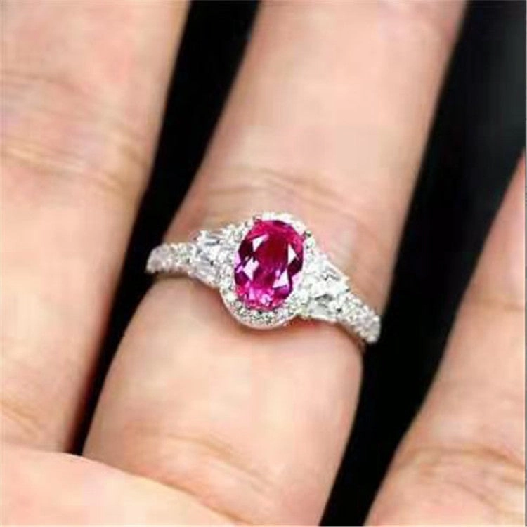 Wholesale Red Zircon Copper with Diamonds Copper Rings