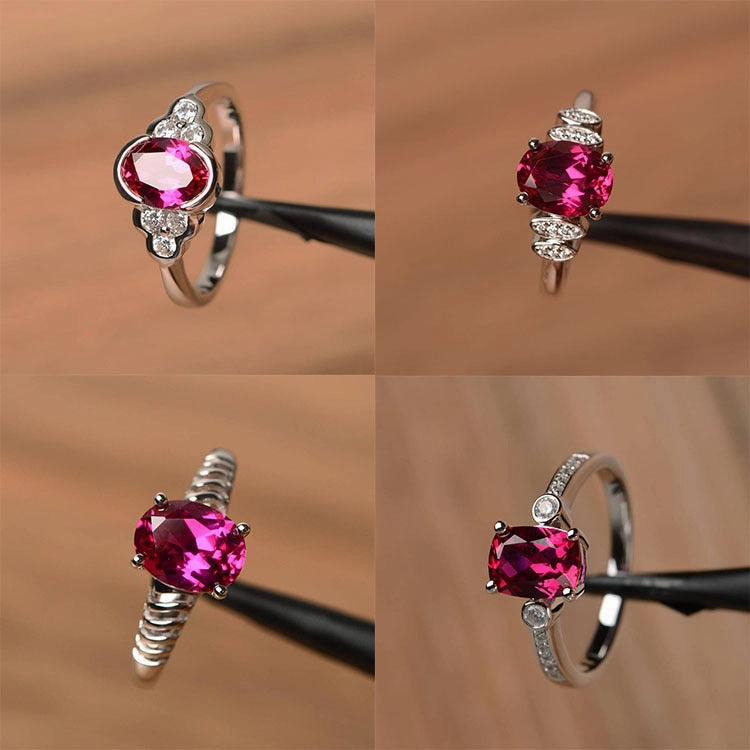 Wholesale Red Zircon Copper with Diamonds Copper Rings