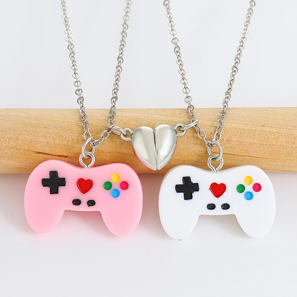 Wholesale Resin Creative Game Machine Handle Magnetic Attraction Pendant Necklace