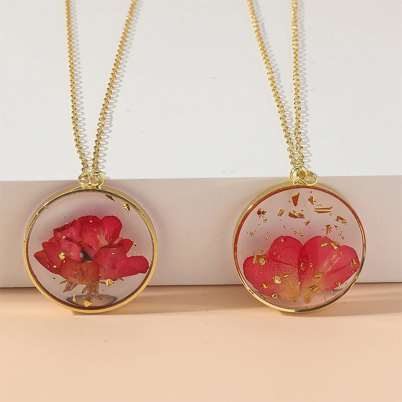 Wholesale Resin Dried Flower Handmade Dripping Glue Necklace