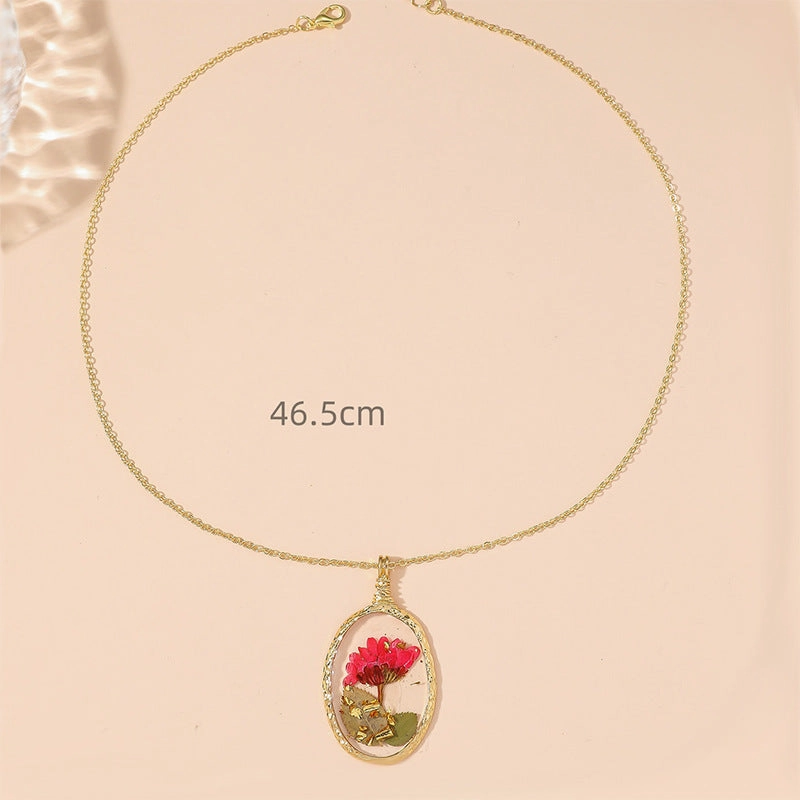 Wholesale Resin Dried Flower Handmade Epoxy Pendant Necklace