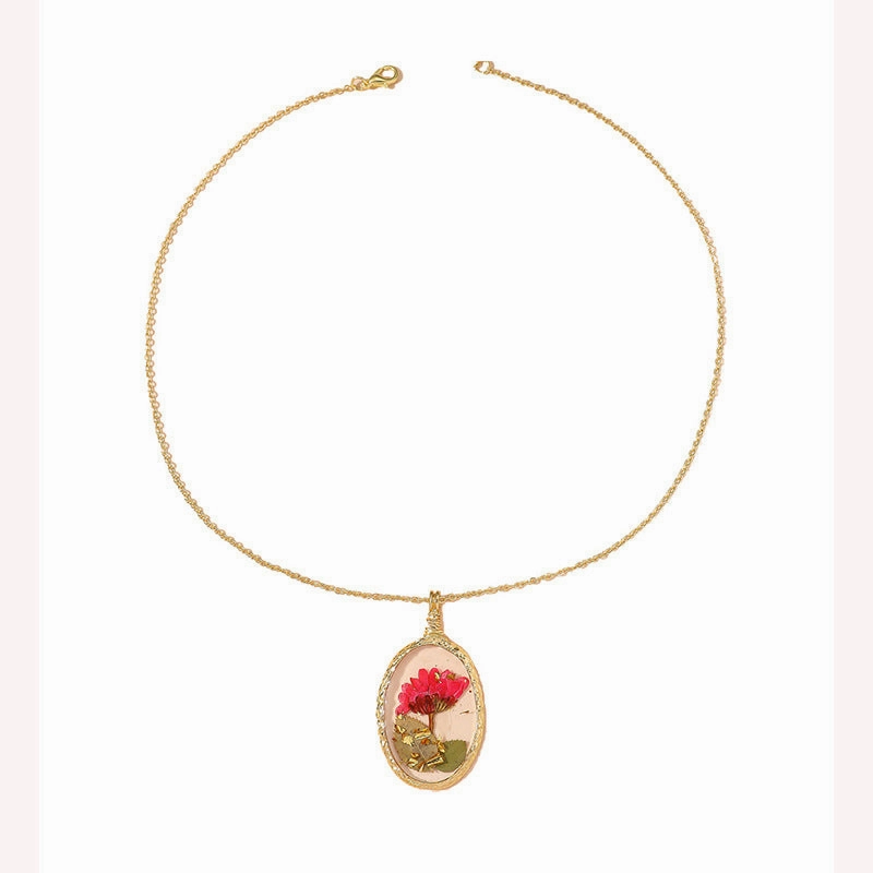 Wholesale Resin Dried Flower Handmade Epoxy Pendant Necklace