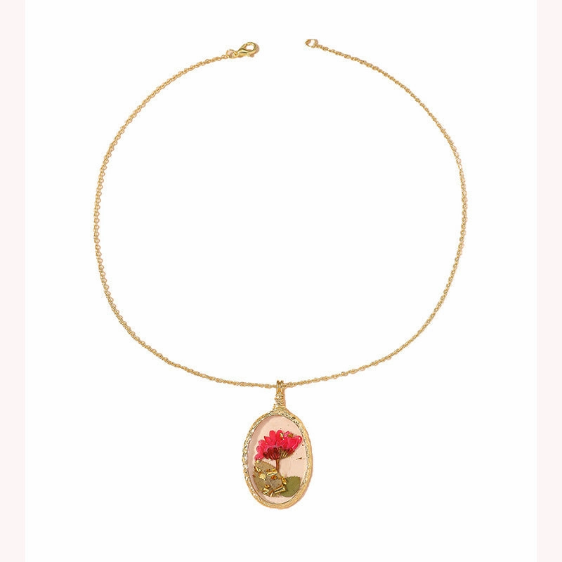 Wholesale Resin Dried Flower Handmade Epoxy Pendant Necklace