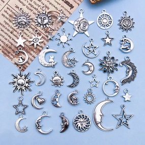 Wholesale Retro Alloy Star Moon Hollow Handmade Necklace Bracelet Pendant