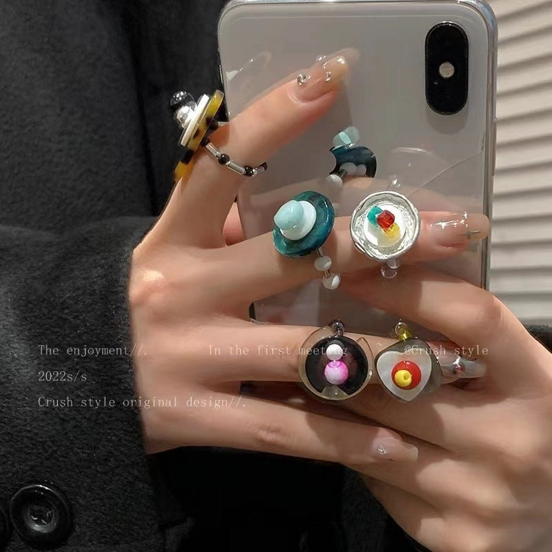 Wholesale Retro beaded cool elastic stacking ring