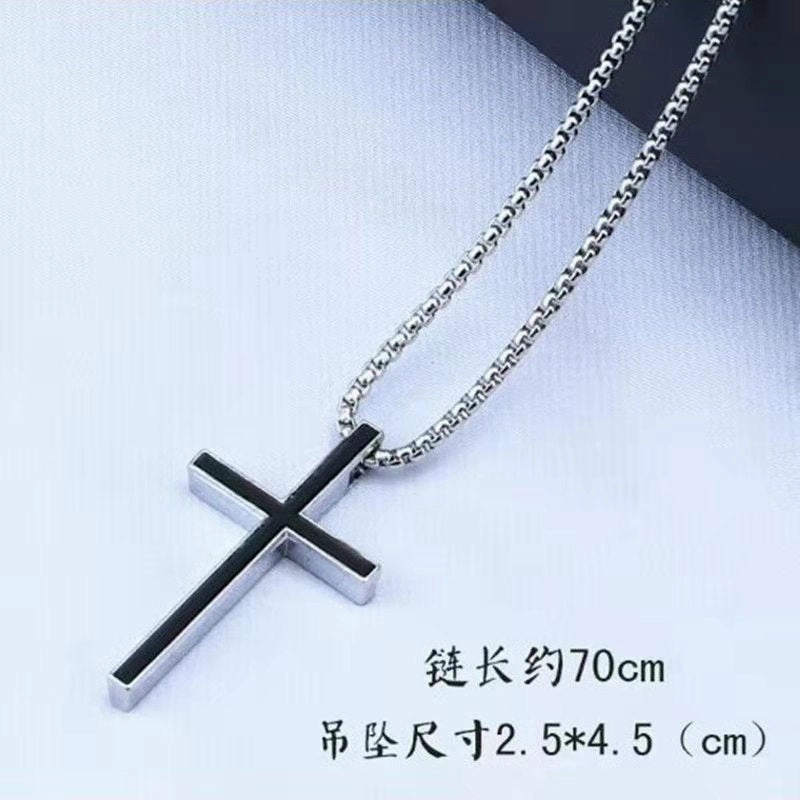 Wholesale  Retro Color-free Male Decoration Cross Pendant Necklace Simple Woolen Chain