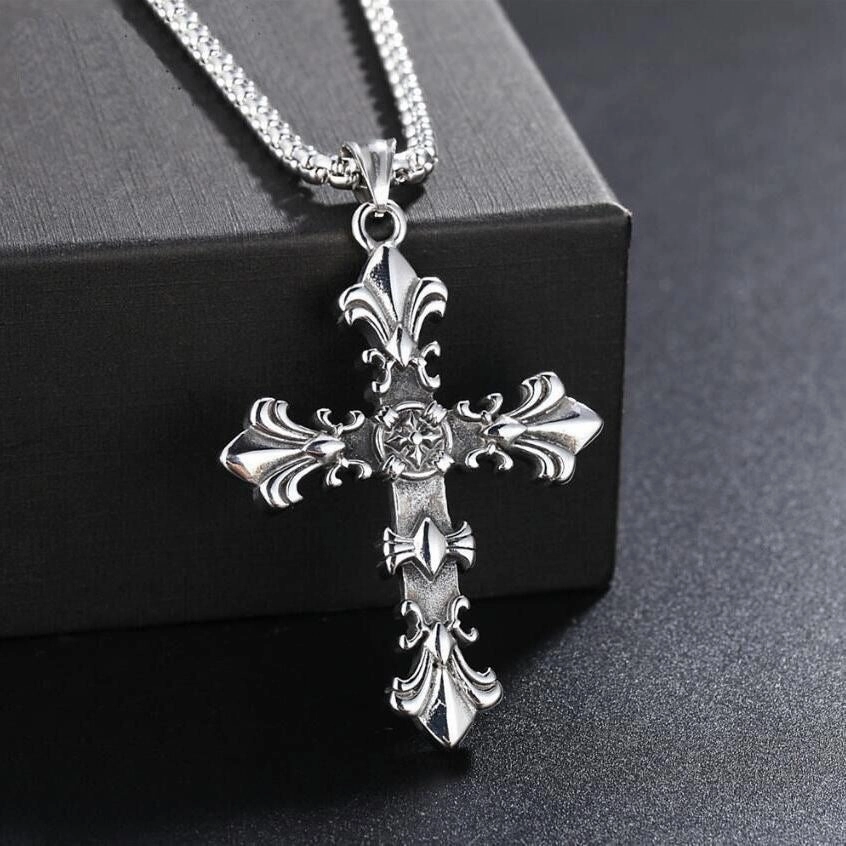 Wholesale  Retro Color-free Male Decoration Cross Pendant Necklace Simple Woolen Chain