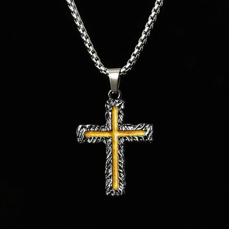 Wholesale  Retro Color-free Male Decoration Cross Pendant Necklace Simple Woolen Chain