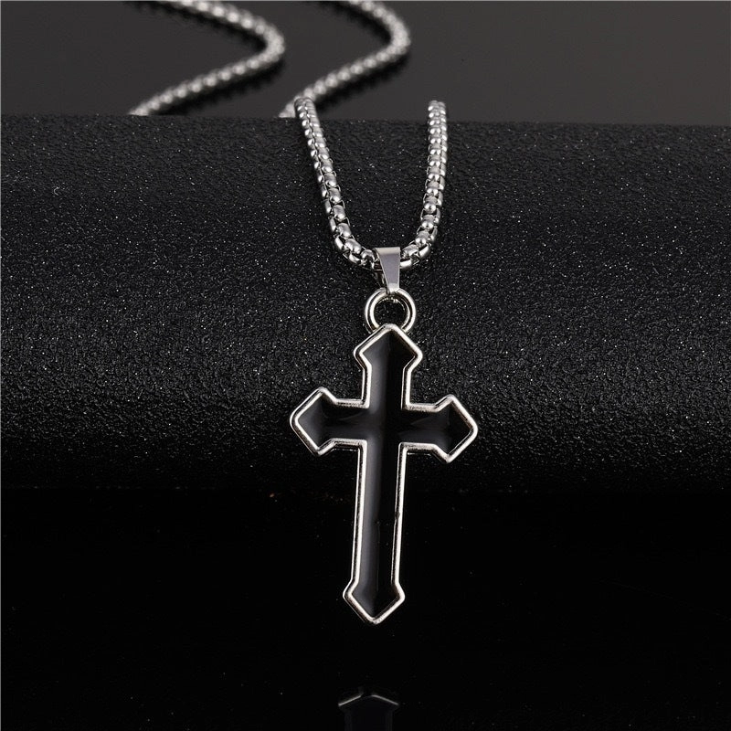Wholesale  Retro Color-free Male Decoration Cross Pendant Necklace Simple Woolen Chain
