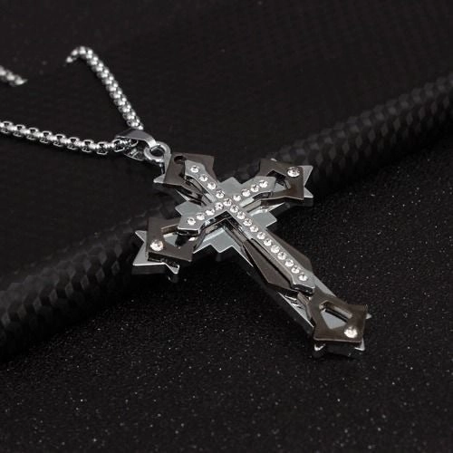 Wholesale  Retro Color-free Male Decoration Cross Pendant Necklace Simple Woolen Chain